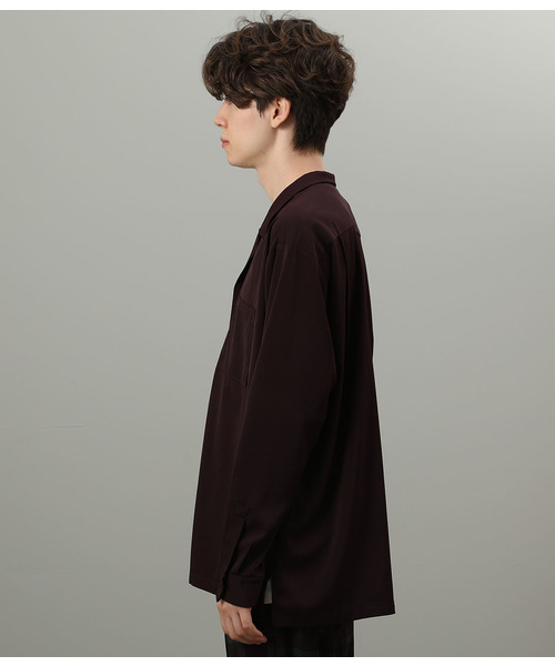 JUNRED（ジュンレッド）の「Wポケットドレープオープンカラーシャツ（シャツ/ブラウス・メンズ・パープル/グリーン/ブラウン系その他2・S/M/L）」の4枚目の写真