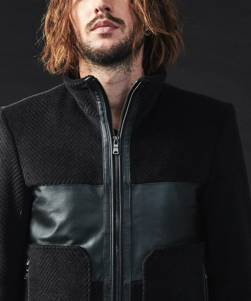 5351 POUR LES HOMMES(ゴーサンゴーイチプールオム)の「アンゴラヘリンボンシャギーバイカージャケット(ブルゾン・メンズ・ブラック・44/46/48/50)」の12枚目の写真