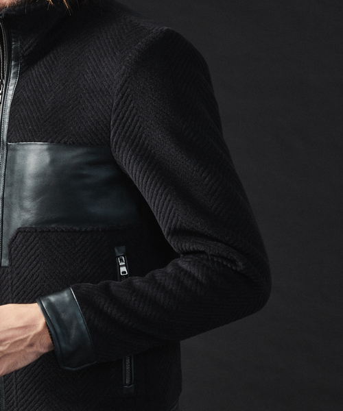 5351 POUR LES HOMMES(ゴーサンゴーイチプールオム)の「アンゴラヘリンボンシャギーバイカージャケット(ブルゾン・メンズ・ブラック・44/46/48/50)」の11枚目の写真