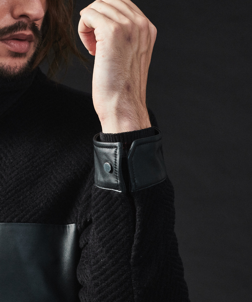 5351 POUR LES HOMMES(ゴーサンゴーイチプールオム)の「アンゴラヘリンボンシャギーバイカージャケット(ブルゾン・メンズ・ブラック・44/46/48/50)」の10枚目の写真