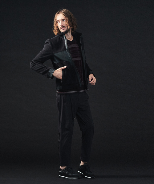 5351 POUR LES HOMMES(ゴーサンゴーイチプールオム)の「アンゴラヘリンボンシャギーバイカージャケット(ブルゾン・メンズ・ブラック・44/46/48/50)」の3枚目の写真