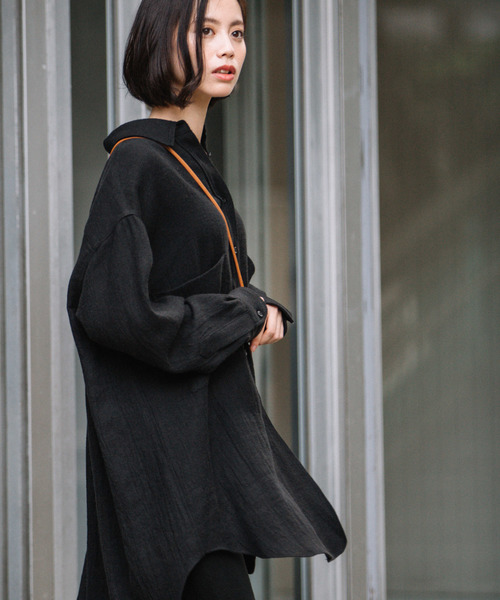 Munich（ミューニック）の「ウールリネンビエラビッグシャツ（シャツ/ブラウス・レディース・ホワイト/ブラック/ブラウン/ベージュ/マスタード/レッド・FREE）」の16枚目の写真