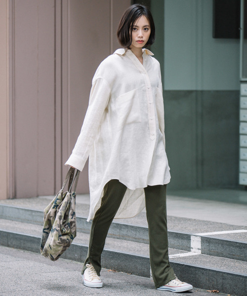 Munich（ミューニック）の「ウールリネンビエラビッグシャツ（シャツ/ブラウス・レディース・ホワイト/ブラック/ブラウン/ベージュ/マスタード/レッド・FREE）」の11枚目の写真