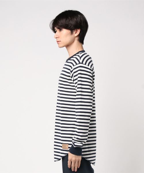 Purple&Yellow(パープルアンドイエロー)の「《裏起毛》 ワッフル ラウンドカット Tシャツ(Tシャツ/カットソー・メンズ・ホワイト/ブラック/グレー/ホワイト×ネイビー・SMALL/MEDIUM/LARGE)」の5枚目の写真
