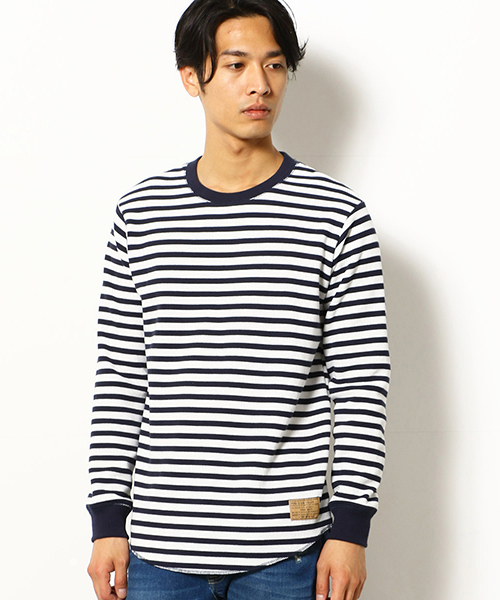 Purple&Yellow(パープルアンドイエロー)の「《裏起毛》 ワッフル ラウンドカット Tシャツ(Tシャツ/カットソー・メンズ・ホワイト/ブラック/グレー/ホワイト×ネイビー・SMALL/MEDIUM/LARGE)」の13枚目の写真