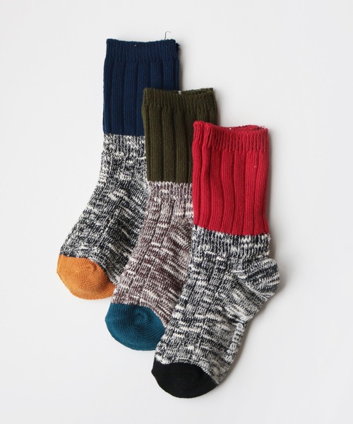 stample(スタンプル)の「スラブスウィッチリブ クルーソックス3足組(ソックス/靴下・キッズ・A/B・S/M/L/LL)」の1枚目の写真