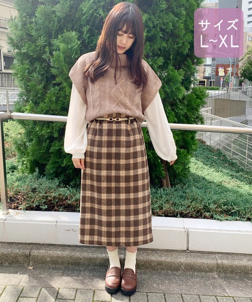apres jour(アプレジュール)の「【大きいサイズ】タートルベスト×ブラウスセット【ZOZOTOWN限定アイテム】(ニット/セーター・レディース・ベージュ/モカ/ライトベージュ・X-LARGE)」の4枚目の写真
