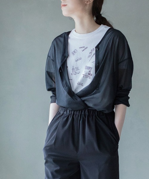 MARECHAL TERRE（マルシャルテル）の「シアーカーディガン（カーディガン/ボレロ・レディース・ブラック/ネイビー/サンドベージュ・MEDIUM）」の2枚目の写真