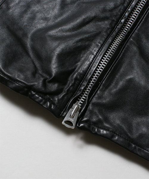 NANO universe（ナノユニバース）の「シープレザーシングルライダース（ライダースジャケット・メンズ・ブラック/ネイビー・X-LARGE/SMALL/MEDIUM/LARGE）」の12枚目の写真