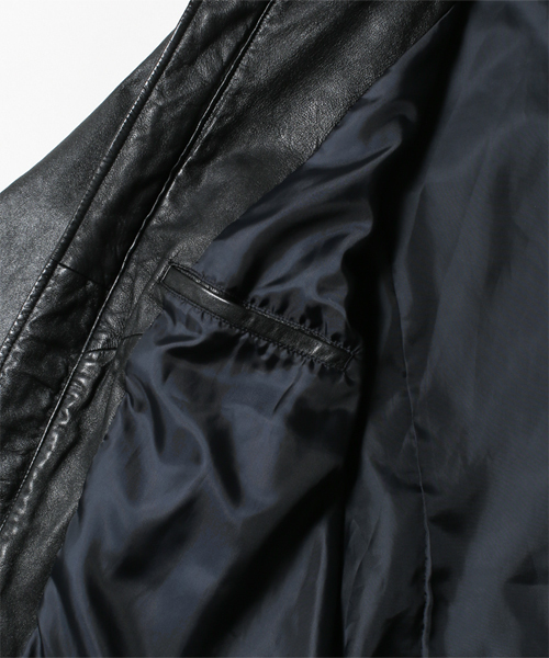 NANO universe（ナノユニバース）の「シープレザーシングルライダース（ライダースジャケット・メンズ・ブラック/ネイビー・X-LARGE/SMALL/MEDIUM/LARGE）」の14枚目の写真