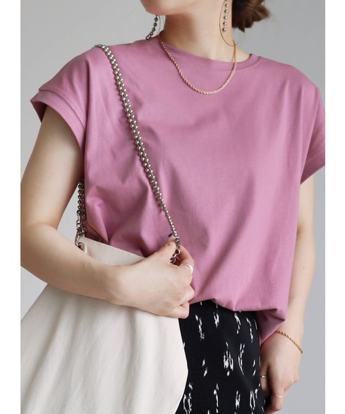 reca(レカ)の「綿100%!フレンチスリーブシンプルカットソー(Tシャツ/カットソー・レディース・ブラック/ベージュ/オフホワイト/カーキ/モカ/グレイッシュベージュ/チャコール/テラコッタ/グリーン/ライトグリーン/ピンク/グレー系その他・M)」の12枚目の写真