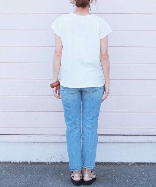 reca(レカ)の「綿100%!フレンチスリーブシンプルカットソー(Tシャツ/カットソー・レディース・ブラック/ベージュ/オフホワイト/カーキ/モカ/グレイッシュベージュ/チャコール/テラコッタ/グリーン/ライトグリーン/ピンク/グレー系その他・M)」の17枚目の写真