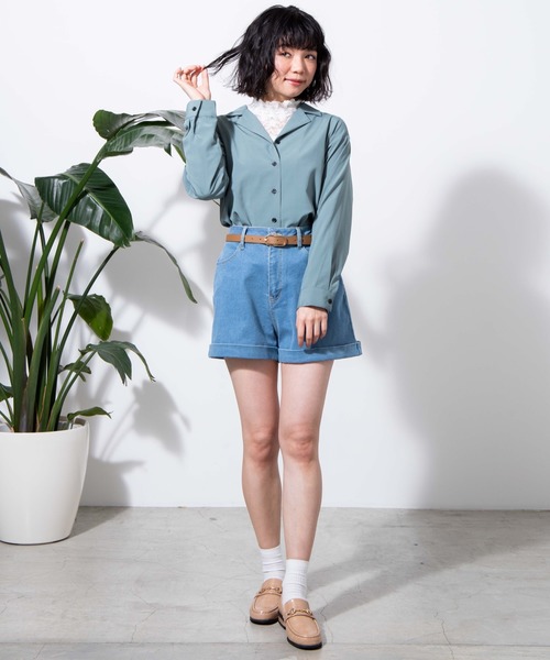 WEGO（ウィゴー）の「WEGO/【XS～Lサイズ】デイリーハイウエストショーツ（デニムパンツ・レディース・ブラック/インディゴブルー/ライトインディゴブルー・SMALL/MEDIUM/LARGE/X-SMALL）」の6枚目の写真