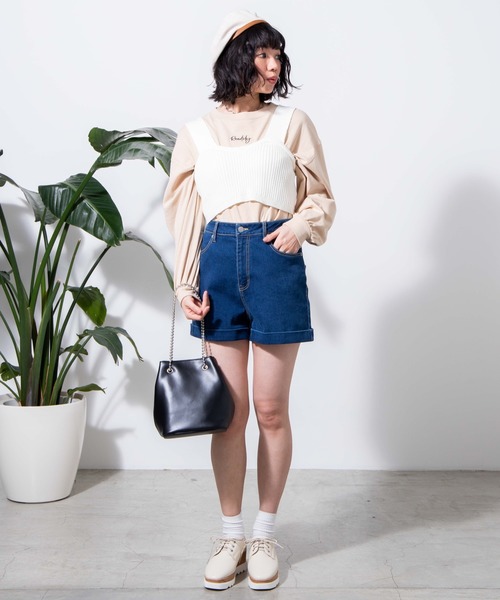 WEGO（ウィゴー）の「WEGO/【XS～Lサイズ】デイリーハイウエストショーツ（デニムパンツ・レディース・ブラック/インディゴブルー/ライトインディゴブルー・SMALL/MEDIUM/LARGE/X-SMALL）」の7枚目の写真