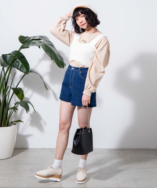 WEGO（ウィゴー）の「WEGO/【XS～Lサイズ】デイリーハイウエストショーツ（デニムパンツ・レディース・ブラック/インディゴブルー/ライトインディゴブルー・SMALL/MEDIUM/LARGE/X-SMALL）」の9枚目の写真