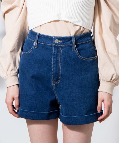 WEGO（ウィゴー）の「WEGO/【XS～Lサイズ】デイリーハイウエストショーツ（デニムパンツ・レディース・ブラック/インディゴブルー/ライトインディゴブルー・SMALL/MEDIUM/LARGE/X-SMALL）」の15枚目の写真