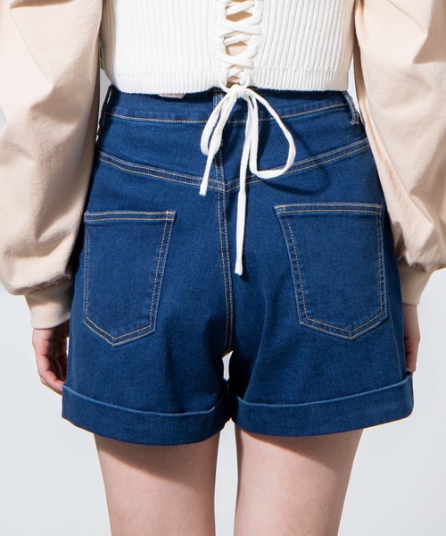 WEGO（ウィゴー）の「WEGO/【XS～Lサイズ】デイリーハイウエストショーツ（デニムパンツ・レディース・ブラック/インディゴブルー/ライトインディゴブルー・SMALL/MEDIUM/LARGE/X-SMALL）」の17枚目の写真