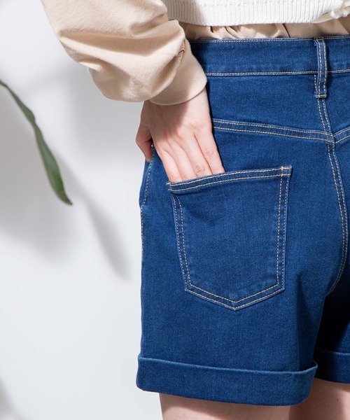 WEGO（ウィゴー）の「WEGO/【XS～Lサイズ】デイリーハイウエストショーツ（デニムパンツ・レディース・ブラック/インディゴブルー/ライトインディゴブルー・SMALL/MEDIUM/LARGE/X-SMALL）」の14枚目の写真