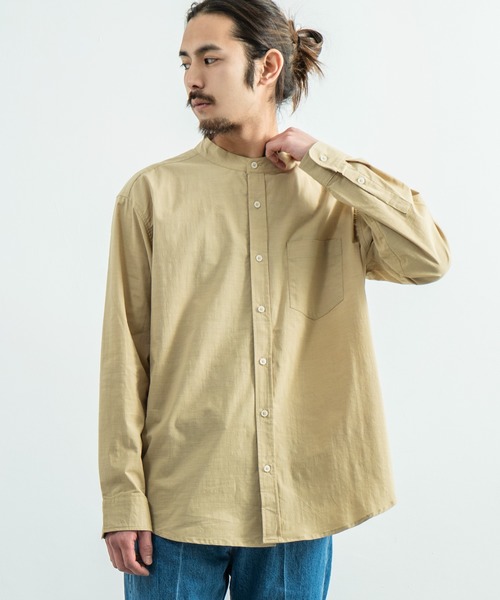 Rocky Monroe(ロッキーモンロー)の「ビッグシルエット バンドカラーシャツ(シャツ/ブラウス・メンズ・ホワイト/ベージュ/ブラウン/ブルー/グリーン/チャコール・M/L)」の5枚目の写真