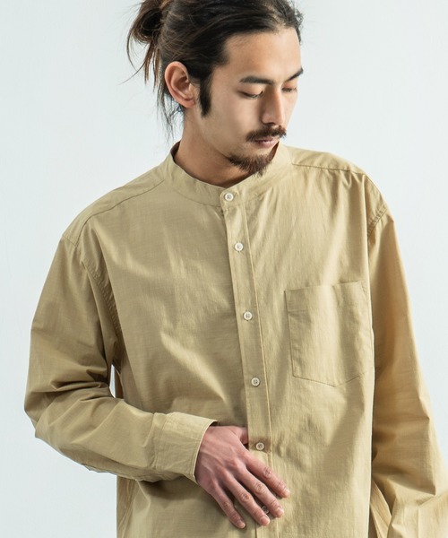 Rocky Monroe(ロッキーモンロー)の「ビッグシルエット バンドカラーシャツ(シャツ/ブラウス・メンズ・ホワイト/ベージュ/ブラウン/ブルー/グリーン/チャコール・M/L)」の7枚目の写真