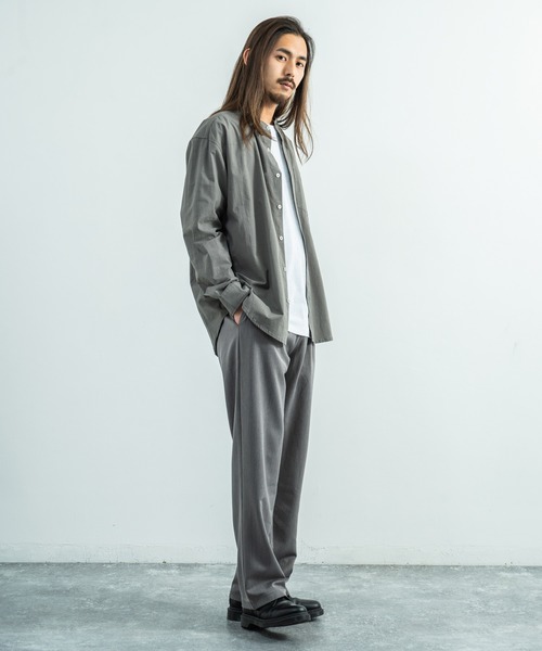 Rocky Monroe(ロッキーモンロー)の「ビッグシルエット バンドカラーシャツ(シャツ/ブラウス・メンズ・ホワイト/ベージュ/ブラウン/ブルー/グリーン/チャコール・M/L)」の19枚目の写真