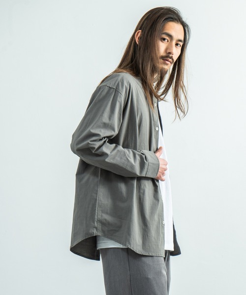 Rocky Monroe(ロッキーモンロー)の「ビッグシルエット バンドカラーシャツ(シャツ/ブラウス・メンズ・ホワイト/ベージュ/ブラウン/ブルー/グリーン/チャコール・M/L)」の11枚目の写真
