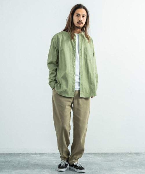 Rocky Monroe(ロッキーモンロー)の「ビッグシルエット バンドカラーシャツ(シャツ/ブラウス・メンズ・ホワイト/ベージュ/ブラウン/ブルー/グリーン/チャコール・M/L)」の12枚目の写真