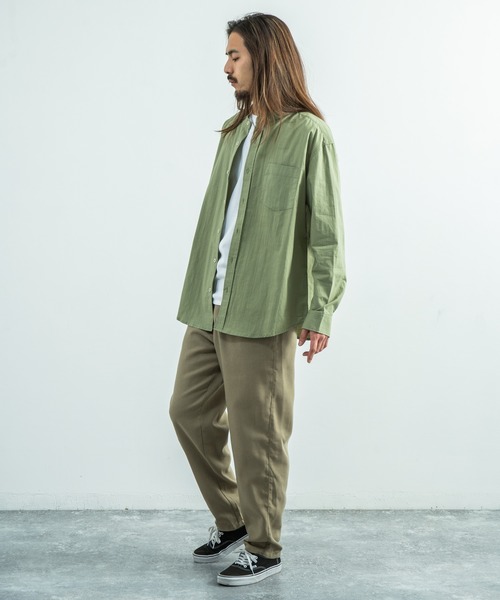 Rocky Monroe(ロッキーモンロー)の「ビッグシルエット バンドカラーシャツ(シャツ/ブラウス・メンズ・ホワイト/ベージュ/ブラウン/ブルー/グリーン/チャコール・M/L)」の16枚目の写真