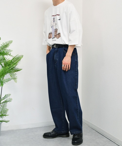 kutir(クティール)の「ワイドデニムストレートパンツ(その他パンツ・メンズ・ブラック/オフホワイト/サックスブルー/インディゴブルー・SMALL/MEDIUM/LARGE)」の15枚目の写真