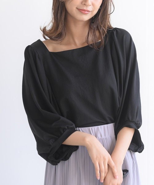 rps(アールピーエス)の「天竺ボリューム袖プルオーバー(Tシャツ/カットソー・レディース・カーキ/グレー/ブラック/ブルー/ライトカーキ・M)」の1枚目の写真