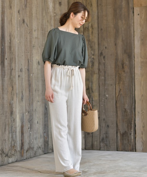 rps(アールピーエス)の「天竺ボリューム袖プルオーバー(Tシャツ/カットソー・レディース・カーキ/グレー/ブラック/ブルー/ライトカーキ・M)」の9枚目の写真