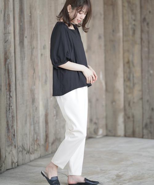 rps(アールピーエス)の「天竺ボリューム袖プルオーバー(Tシャツ/カットソー・レディース・カーキ/グレー/ブラック/ブルー/ライトカーキ・M)」の14枚目の写真