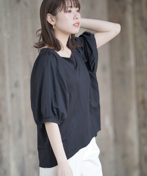 rps(アールピーエス)の「天竺ボリューム袖プルオーバー(Tシャツ/カットソー・レディース・カーキ/グレー/ブラック/ブルー/ライトカーキ・M)」の16枚目の写真