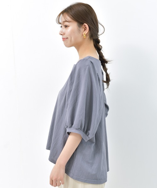 rps(アールピーエス)の「天竺ボリューム袖プルオーバー(Tシャツ/カットソー・レディース・カーキ/グレー/ブラック/ブルー/ライトカーキ・M)」の6枚目の写真