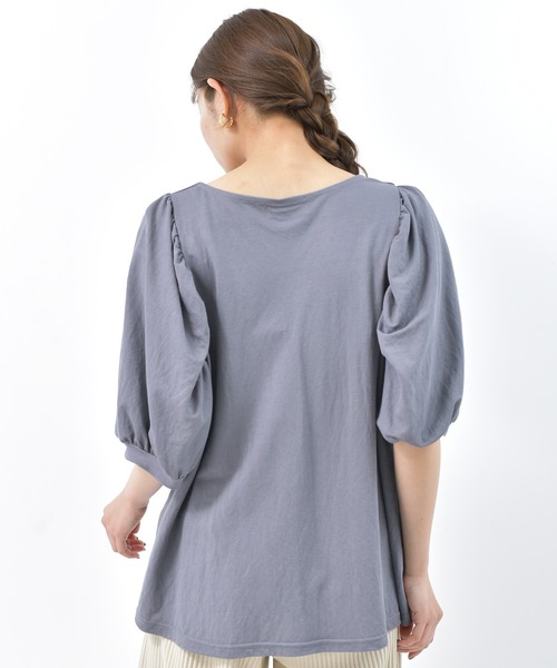 rps(アールピーエス)の「天竺ボリューム袖プルオーバー(Tシャツ/カットソー・レディース・カーキ/グレー/ブラック/ブルー/ライトカーキ・M)」の11枚目の写真