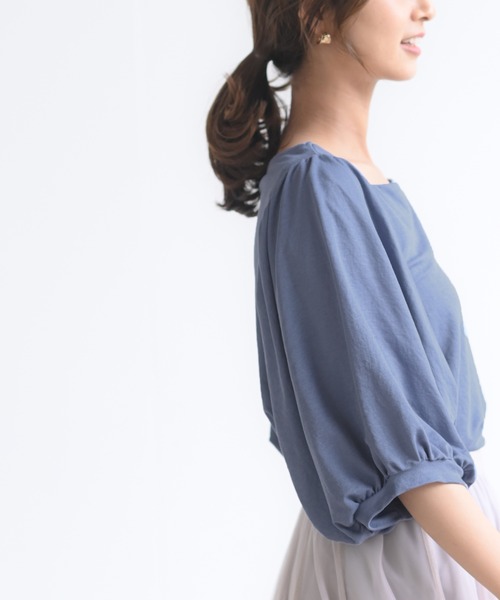 rps(アールピーエス)の「天竺ボリューム袖プルオーバー(Tシャツ/カットソー・レディース・カーキ/グレー/ブラック/ブルー/ライトカーキ・M)」の22枚目の写真