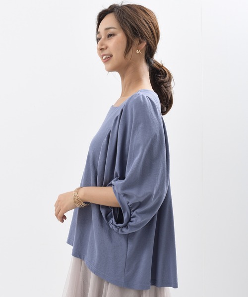 rps(アールピーエス)の「天竺ボリューム袖プルオーバー(Tシャツ/カットソー・レディース・カーキ/グレー/ブラック/ブルー/ライトカーキ・M)」の21枚目の写真