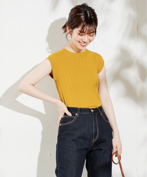 natural couture(ナチュラルクチュール)の「便利なシンプルワイドリブニット(ニット/セーター・レディース・ブラック/ブラウン/イエロー/オレンジ/ライトベージュ・FREE)」の4枚目の写真