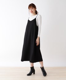 DRESKIP | 【M-LL/SET商品】キャミワンピース＋長袖Tシャツセット(ワンピース)