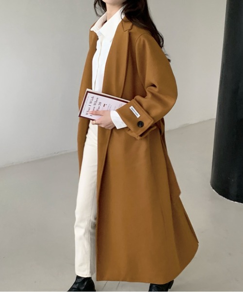 セール】袖折り返し ロングチェスターコート（チェスターコート