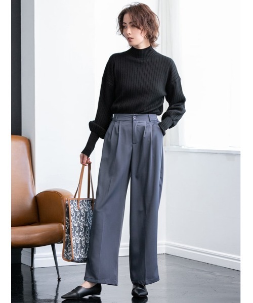 fifth（フィフス）の「ハイネックリブデザインニット（ニット/セーター・レディース・ホワイト/ブラック/グレー・MEDIUM）」の5枚目の写真