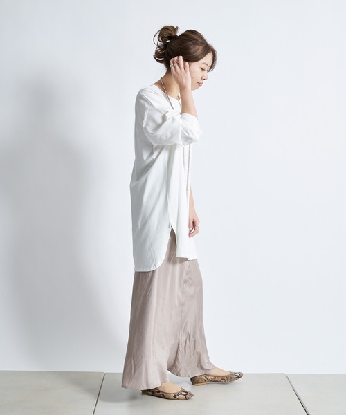 DouDou（ドゥドゥ）の「SS BIG T（Tシャツ/カットソー・レディース・オフホワイト/グレー/ライトベージュ/ブルー・FREE）」の7枚目の写真