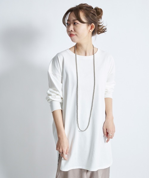 DouDou（ドゥドゥ）の「SS BIG T（Tシャツ/カットソー・レディース・オフホワイト/グレー/ライトベージュ/ブルー・FREE）」の12枚目の写真