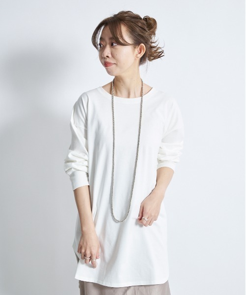 DouDou（ドゥドゥ）の「SS BIG T（Tシャツ/カットソー・レディース・オフホワイト/グレー/ライトベージュ/ブルー・FREE）」の14枚目の写真