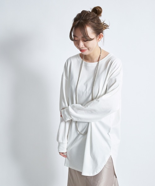 DouDou（ドゥドゥ）の「SS BIG T（Tシャツ/カットソー・レディース・オフホワイト/グレー/ライトベージュ/ブルー・FREE）」の15枚目の写真