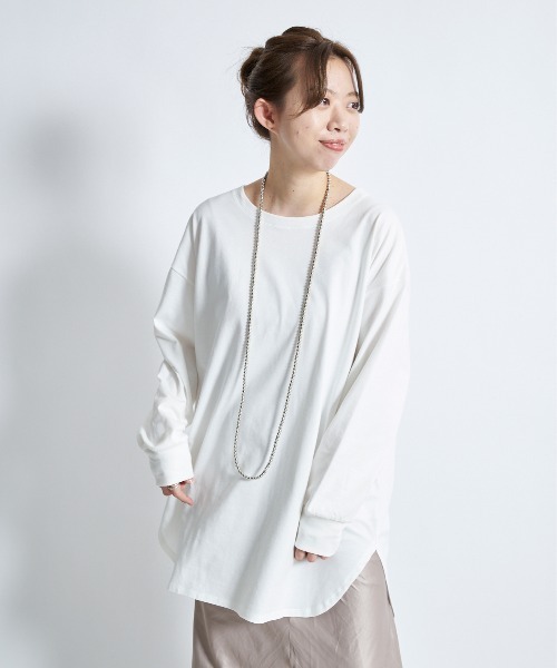 DouDou（ドゥドゥ）の「SS BIG T（Tシャツ/カットソー・レディース・オフホワイト/グレー/ライトベージュ/ブルー・FREE）」の16枚目の写真