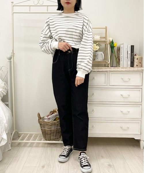 apres jour（アプレジュール）の「フリルデニムテーパードパンツ【ZOZOTOWN限定アイテム】（デニムパンツ・レディース・ミント/アイボリー/モカ/ブラック・SMALL/MEDIUM/X-LARGE）」の13枚目の写真