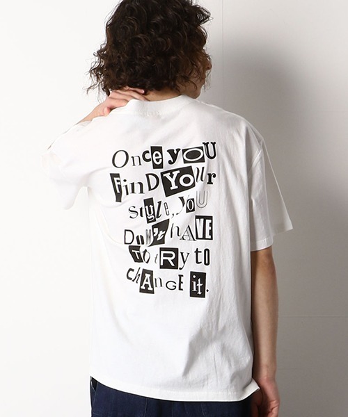 Purple&Yellow(パープルアンドイエロー)の「バックプリント ワイドTシャツ(Tシャツ/カットソー・メンズ・ホワイト/ブルー/ブラック/オリーブ・LARGE/MEDIUM/SMALL)」の2枚目の写真