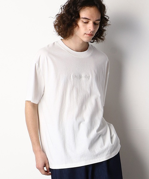 Purple&Yellow(パープルアンドイエロー)の「バックプリント ワイドTシャツ(Tシャツ/カットソー・メンズ・ホワイト/ブルー/ブラック/オリーブ・LARGE/MEDIUM/SMALL)」の20枚目の写真