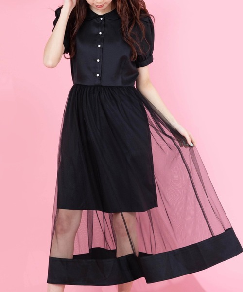 WEGO（ウィゴー）の「WEGO/シアーラインロングワンピース（ワンピース・レディース・ブラック/アイボリー・FREE）」の16枚目の写真